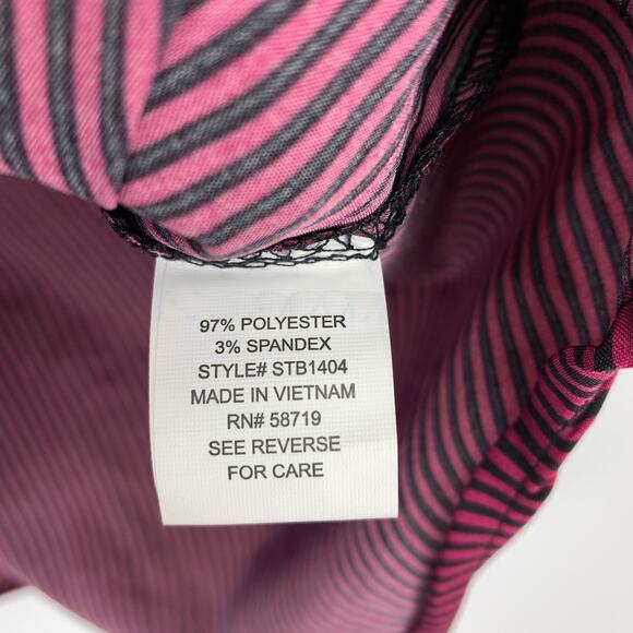Notations Tab Sleeve Button Front Blouse Womens Sz Small Pink Black Striped NEW - Picture 6 of 6